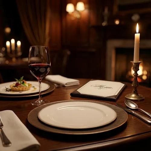 Fine dining room set for evening service